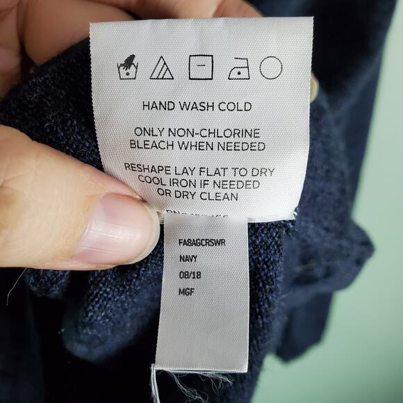 01.ALGO Men's Blue Merino Wool Crewneck Sweater Size XL - Picture 6 of 6